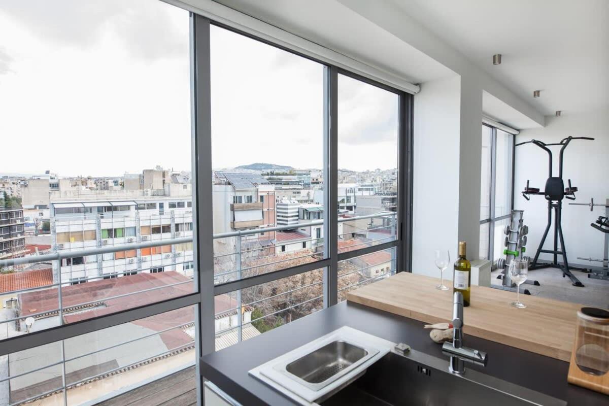 Penthouse With 360 View Of Athens And Private Gym Apartment Exterior foto